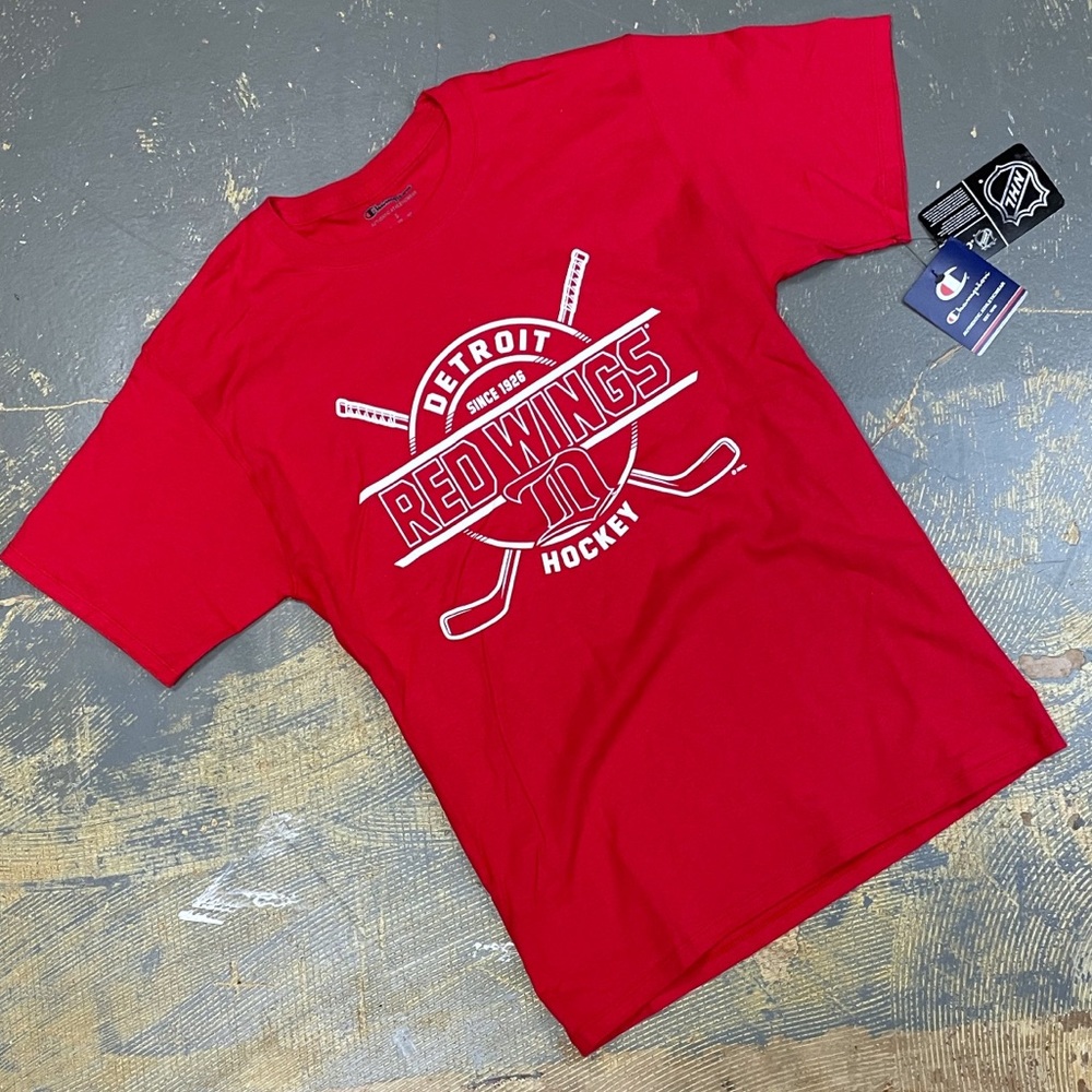 Champion Detroit Red Wings NHL Logo Shirt Vintage Retro Small Hockey